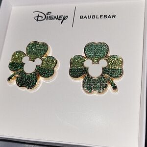 BaubleBar Green Clover Mickey Earrings